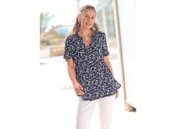 Druckbluse INSPIRATIONEN Gr. 46, blau (marine-ecru-bedruckt) Damen Blusen von Inspirationen