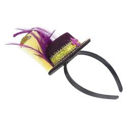 Ipetboom Lila Zylinder-Feder-Stirnband-Haar-Accessoires haarreif mit federn federkopfschmuck Fascinator für Damen mit Federn Filz-Topperband Charme Haarschmuck Kleidung Hut Fräulein Violett von Ipetboom