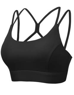 Irdcomps Damen Sport BH ohne Bügel Starker Halt Bras Sports Brüste mit Racerback für Fitness Yoga Joggen,Schwarz-319,M von Irdcomps