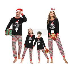 Irevial Damen Irevial Weihnachten Familie Schlafanzug Outfit Nachtwäsche Pajama Set, Damen-schwarz, XXL EU von Irevial