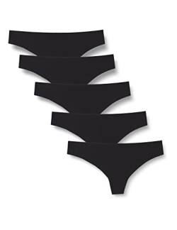 Iris & Lilly Damen Tanga-Unterwäsche nahtlos, 5er-Pack, Schwarz, 34 von Iris & Lilly