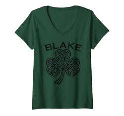 Damen Blake Family Last Name Irish Ireland Celtic T-Shirt mit V-Ausschnitt von Irish Family Names Heritage Heraldry Eire Merch
