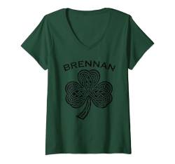 Damen Brennan Family Last Name Irish Ireland Celtic T-Shirt mit V-Ausschnitt von Irish Family Names Heritage Heraldry Eire Merch