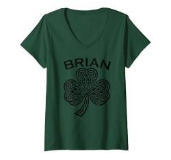 Damen Brian Family Last Name Irish Ireland Celtic T-Shirt mit V-Ausschnitt von Irish Family Names Heritage Heraldry Eire Merch