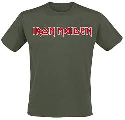 Iron Maiden Logo Männer T-Shirt khaki XXL 100% Baumwolle Band-Merch, Bands von Iron Maiden
