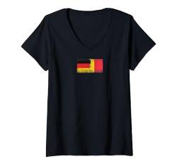 Damen Deutschland Belgien Flaggen - Deutsch Belgisch T-Shirt mit V-Ausschnitt von Irreverent Tees
