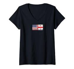 Damen Flaggen von USA Georgia - Vereinigte Staaten von Amerika, Georgisch T-Shirt mit V-Ausschnitt von Irreverent Tees