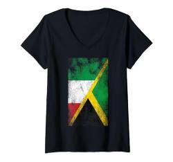 Damen Italien Jamaika Flaggen - Italienisch Jamaikanisch T-Shirt mit V-Ausschnitt von Irreverent Tees