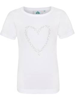 Isar-Trachten Kinder T-Shirt mit Strass Herz 52763 | Weiß - Mädchen Oberteil (DE/NL/SE/PL, Numerisch, 152, Regular, Weiß) von Isar-Trachten