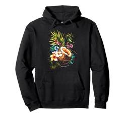 Tropical Beach Kokosstroh Blumen Floral Pullover Hoodie von Island Paradise Summer Vacation Hawaiian