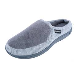 Isotoner Herren Microterry und Waffel Travis Slip-on Hoodback Slipper, asche, 45/46 EU von Isotoner