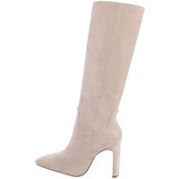 Ital-Design Damen Elegant High-Heel-Stiefel (81441164) Blockabsatz High-Heel Stiefel in Beige von Ital-Design