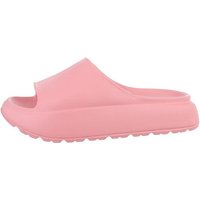 Ital-Design Damen Mules Freizeit Plateausandaletten Flach Pantoletten in Rosa von Ital-Design