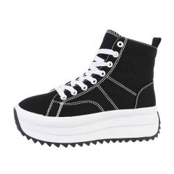 Ital Design Damenschuhe Freizeitschuhe Sneakers High, LT230-3-, Textil, Schwarz Weiß, Gr. 41 von Ital Design