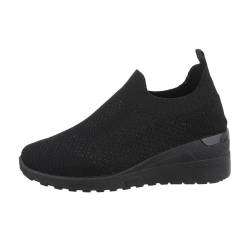 Ital Design Damenschuhe Freizeitschuhe Sneakers Low, 6954-, Textil, Schwarz, Gr. 40 von Ital Design