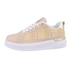 Ital Design Damenschuhe Freizeitschuhe Sneakers Low, A-92-, Kunstleder, Beige Weiß, Gr. 37 von Ital Design