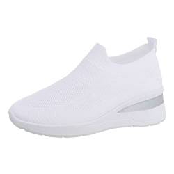 Ital Design Damenschuhe Freizeitschuhe Sneakers Low, J2352-1-, Synthetik, Weiß, Gr. 38 von Ital Design