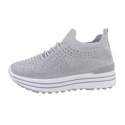 Ital Design Damenschuhe Freizeitschuhe Sneakers Low, TA-270-, Textil, Grau, Gr. 38 von Ital Design