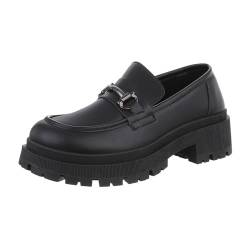 Ital Design Damenschuhe Halbschuhe Mokassins, R-9-, Kunstleder, Schwarz, Gr. 39 von Ital Design