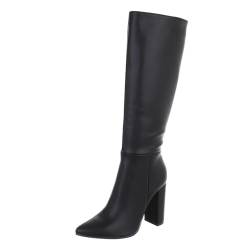 Ital Design Damenschuhe Stiefel High-Heel Stiefel, SP223-, Kunstleder, Schwarz, Gr. 37 von Ital Design