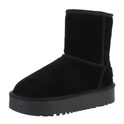 Ital Design Damenschuhe Stiefeletten Plateaustiefeletten, NN610-, Wildleder, Schwarz, Gr. 39 von Ital Design