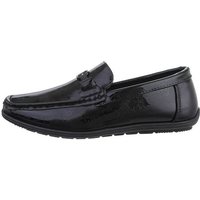 Ital-Design Herren Mokassins Freizeit Slipper Flach Slipper in Schwarz von Ital-Design