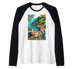 Italien Cinque Terre Aesthetic Raglan von Italy Aesthetic Minimalist Art (Cinque Terre)