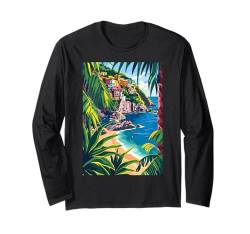 Italien Cinque Terre Illustration Langarmshirt von Italy Aesthetic Minimalist Art (Cinque Terre)