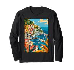 Italien Cinque Terre Minimalist Langarmshirt von Italy Aesthetic Minimalist Art (Cinque Terre)