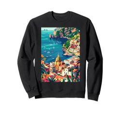 Italien Amalfiküste Illustration Sweatshirt von Italy Minimalist Art Graphics (Amalfi)