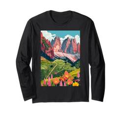 Italien Dolomiten Natur Italien Kunst Langarmshirt von Italy Minimalist Graphics Arts (Dolomites)