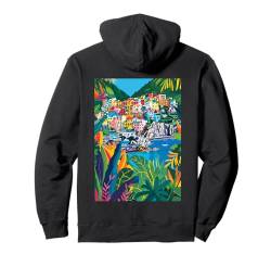 Cinque Terre Italien Minimalistisch Pullover Hoodie von Italy Theme Minimalist Art (Cinque Terre)