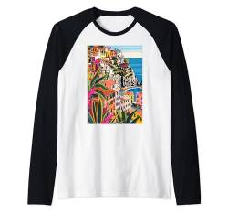 Italien Cinque Terre Illustration Raglan von Italy Theme Minimalist Art (Cinque Terre)