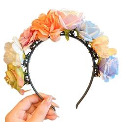 Itkcozcg Buntes Stirnband Haar Accessoire Cosplay Haarband Clip Blumenkränze Haarband Mädchen von Itkcozcg