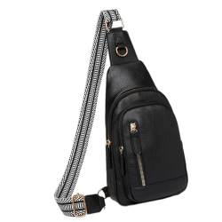 Itkcozcg Mode Handtasche, Vintage Multifunktionale Damen Brusttasche mit verstellbarem Riemen und mehreren Taschen Sling Pack Crossbody Umhängetasche, Schwarz , 17*7*31cm von Itkcozcg