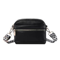 Itkcozcg Modische Handtasche, 2024 Crossbody-Tasche für Mädchen und Damen, breites Band, große Kapazität, Schultertaschen, modische Ledertasche, Schwarz , Size reference picture von Itkcozcg