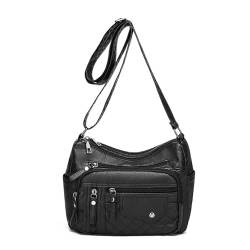 Itkcozcg Modische Handtasche, 2024 Umhängetasche, vielseitige trendige Ledertasche, mehrere Fächer, Crossbody-Tasche für Damen, vielseitige Mode-Tasche, Schwarz , Size reference picture von Itkcozcg