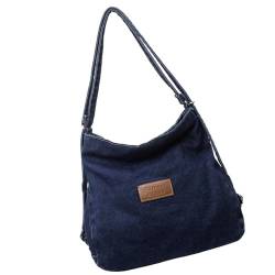 Itkcozcg Modische Handtasche, Damentasche, große Kapazität, Schultertasche, lässige Achseltasche, Denim-Handtasche, passend für Unterarmtasche, Einkaufs- und Dating-Tasche, dunkelblau, Size reference von Itkcozcg