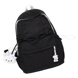 Itkcozcg Modische Handtasche, japanischer Stil, Rucksack für Damen, Mädchen, Schulrucksack, schöne Schleifen, lässiger Tagesrucksack, große Kapazität, Schwarz , Size reference picture von Itkcozcg