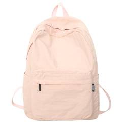 Itkcozcg Modische Handtasche, japanischer einfarbiger, gewaschener Plissee-Rucksack für Schüler und Studenten, große Kapazität, Nylon-Büchertasche, rose, Size reference picture von Itkcozcg