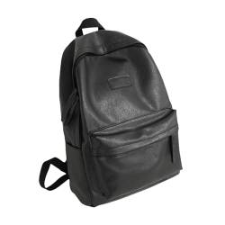 Itkcozcg Modische Handtasche, koreanischer Stil, Rucksack, Studenten, Schulrucksack, Damen, große Kapazität, Rucksack, Herren, PU-Leder, Reiserucksack, Schwarz , Size reference picture von Itkcozcg