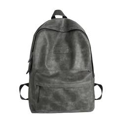 Itkcozcg Modische Handtasche, koreanischer Stil, Rucksack, Studenten, Schulrucksack, Damen, große Kapazität, Rucksack, Herren, PU-Leder, Reiserucksack, grau, Size reference picture von Itkcozcg