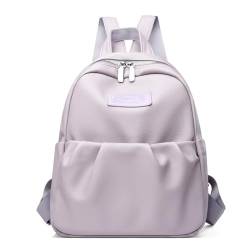 Itkcozcg Modische Handtasche, modisch, schlicht, einfarbig, plissiert, Rucksack mit großem Fassungsvermögen, PU-Leder, Reißverschluss, Schulbuchtasche für Damen und Herren, violett, Size reference von Itkcozcg