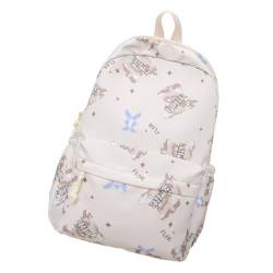 Itkcozcg Modische Handtasche, niedlicher Bären-Druck, Schulrucksack, große Kapazität, Rucksack, Mädchen, Reiserucksack, Teenager, koreanischer Stil, weiß, Size reference picture von Itkcozcg