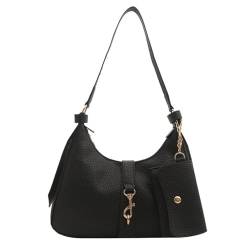 Itkcozcg Modische Handtasche für Damen, große Kapazität, Achseltasche, PU-Leder, Umhängetasche, ästhetische Handtasche, modische Unterarmtasche, Mädchen, Einkaufen, Dating-Tasche, Schwarz , von Itkcozcg