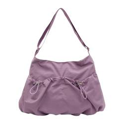 Itkcozcg Trendige Rucksack-Geldbörse, lässige Nylon-Umhängetasche mit gepolsterter Crossbody-Tasche, verstellbarer Riemen, für Damen und Herren, Reisehandtasche, violett, Size reference picture von Itkcozcg