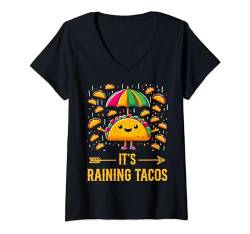 Damen Es regnet Tacos Lustiger Taco für Kinder, Mädchen und Jungen, Cinco De Mayo T-Shirt mit V-Ausschnitt von Its Raining Tacos Funny Men Women Kids Apparels