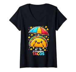 Damen Es regnet Tacos Lustiger Taco für Kinder, Mädchen und Jungen, Cinco De Mayo T-Shirt mit V-Ausschnitt von Its Raining Tacos Funny Men Women Kids Apparels