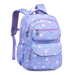 IvyH Kinderrucksack Mädchen Rucksack Kinder 6-10 Jahren Schulranzen Mädchen 1-3. Klasse, Ergonomisches & Großer Kapazität Schulrucksack für Schule und Alltag -Lila von IvyH