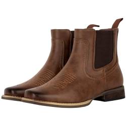 J's.o.l.e Western-Cowboystiefel für Herren, quadratische Zehenpartie, Chelsea-Kleid, Freizeitstiefel, Braun, 42 EU von J's.o.l.e